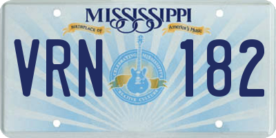MS license plate VRN182