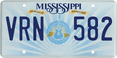 MS license plate VRN582
