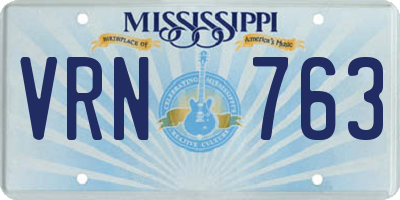 MS license plate VRN763