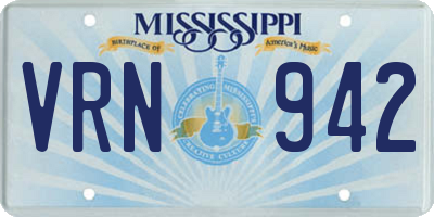 MS license plate VRN942