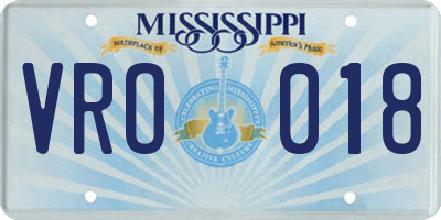 MS license plate VRO018