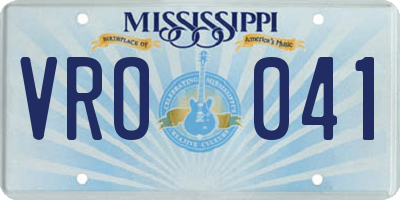 MS license plate VRO041