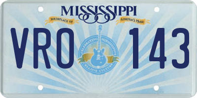 MS license plate VRO143
