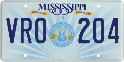 MS license plate VRO204