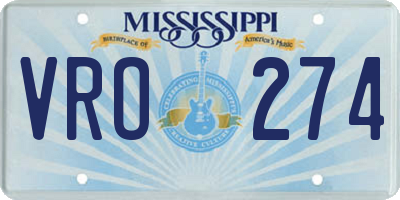 MS license plate VRO274