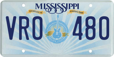 MS license plate VRO480
