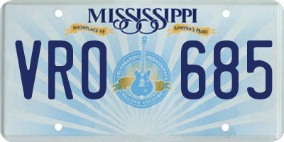 MS license plate VRO685