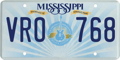 MS license plate VRO768