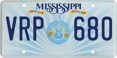 MS license plate VRP680