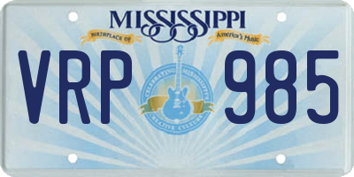 MS license plate VRP985