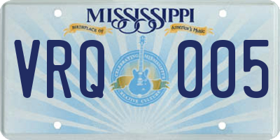 MS license plate VRQ005