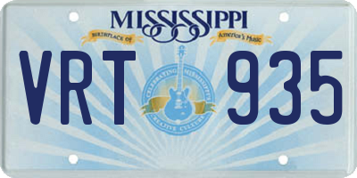 MS license plate VRT935