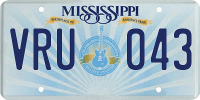 MS license plate VRU043