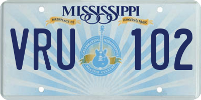 MS license plate VRU102