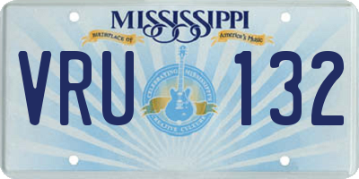 MS license plate VRU132