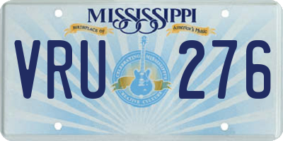 MS license plate VRU276