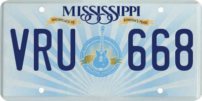 MS license plate VRU668