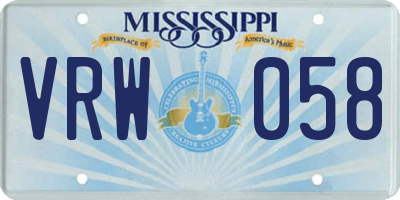 MS license plate VRW058