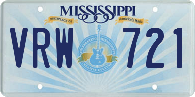 MS license plate VRW721