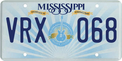 MS license plate VRX068