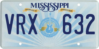 MS license plate VRX632