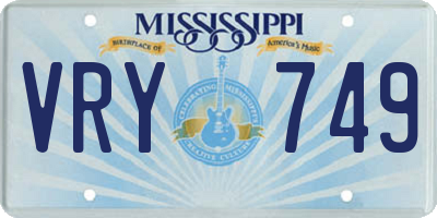 MS license plate VRY749