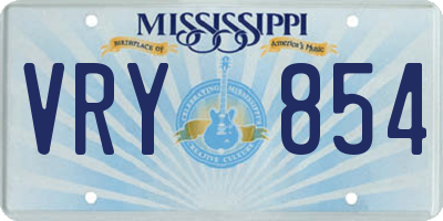 MS license plate VRY854