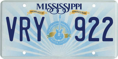 MS license plate VRY922