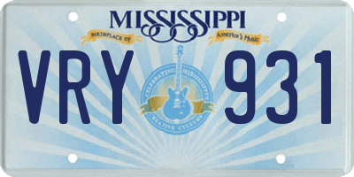MS license plate VRY931