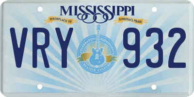 MS license plate VRY932