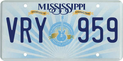 MS license plate VRY959