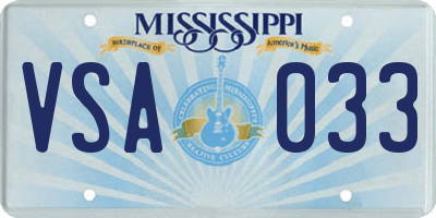 MS license plate VSA033