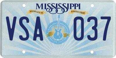 MS license plate VSA037