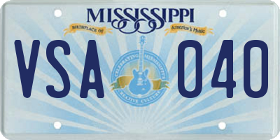 MS license plate VSA040