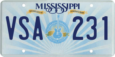 MS license plate VSA231