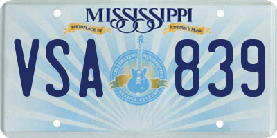 MS license plate VSA839
