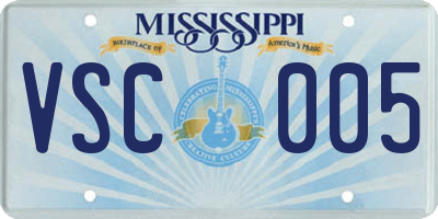 MS license plate VSC005