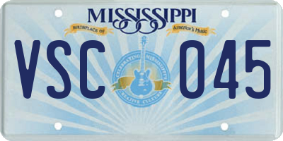 MS license plate VSC045