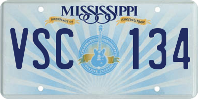 MS license plate VSC134