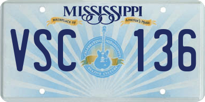 MS license plate VSC136