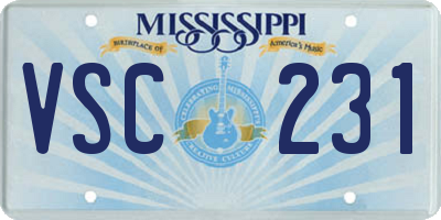 MS license plate VSC231