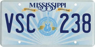 MS license plate VSC238