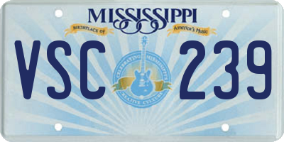 MS license plate VSC239
