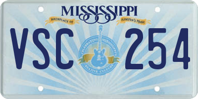 MS license plate VSC254