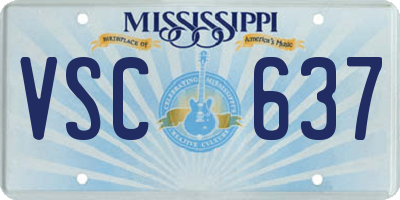 MS license plate VSC637