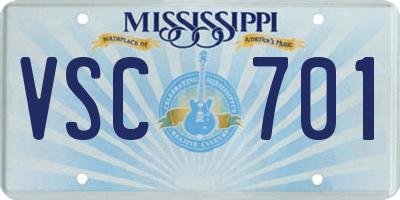 MS license plate VSC701