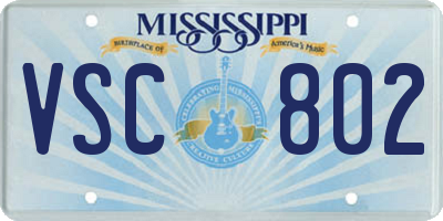 MS license plate VSC802