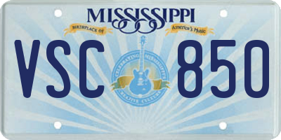 MS license plate VSC850