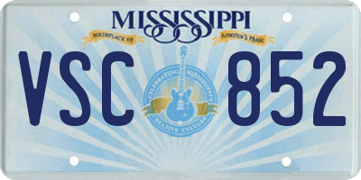 MS license plate VSC852