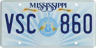 MS license plate VSC860